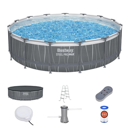 Bestway Steel Pro MAX 15' x 42" Round Above Ground Pool Set with LED L | Bestway Hot Sale