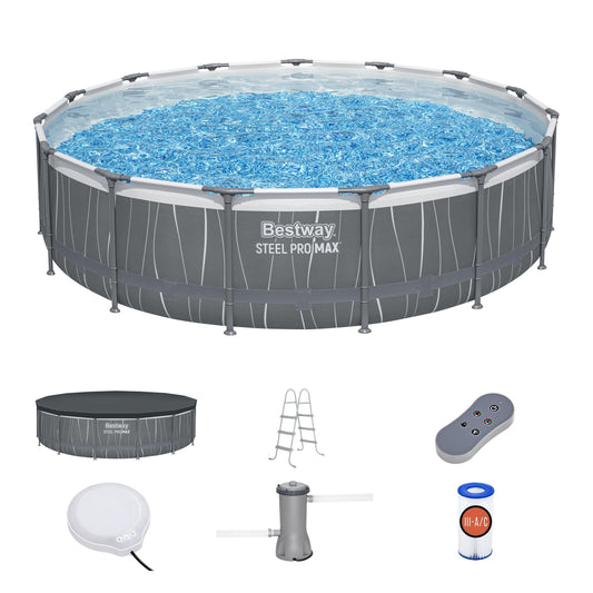 Bestway Steel Pro MAX 15' x 42" Round Above Ground Pool Set with LED L | Bestway Hot Sale