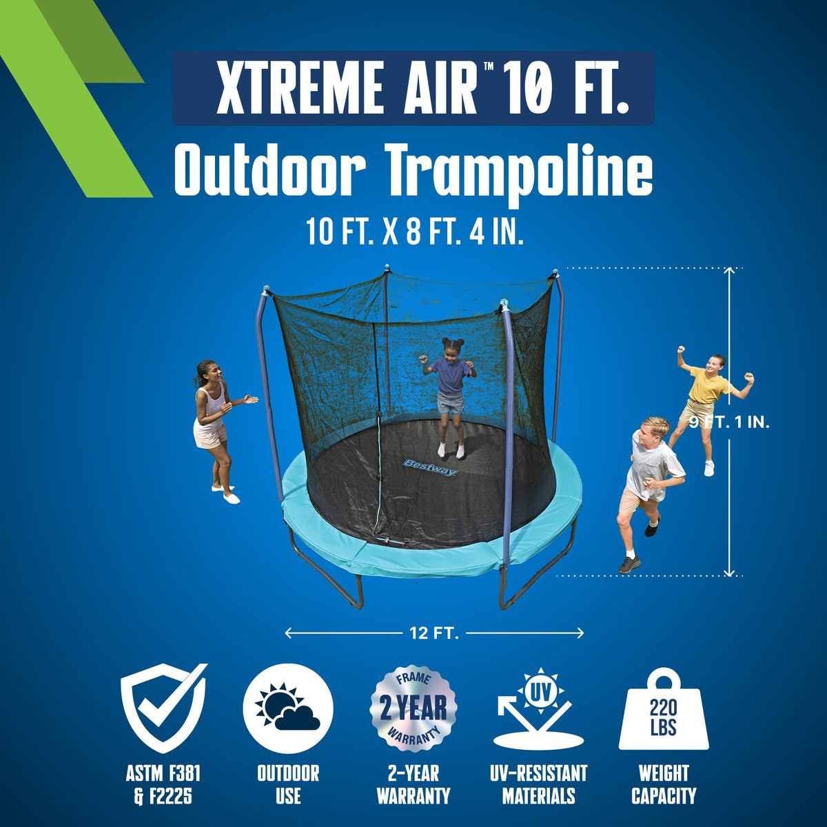 Bestway Xtreme Air 10 ft Outdoor Trampoline for Kids & Adults, No-Gap | Bestway Great Value