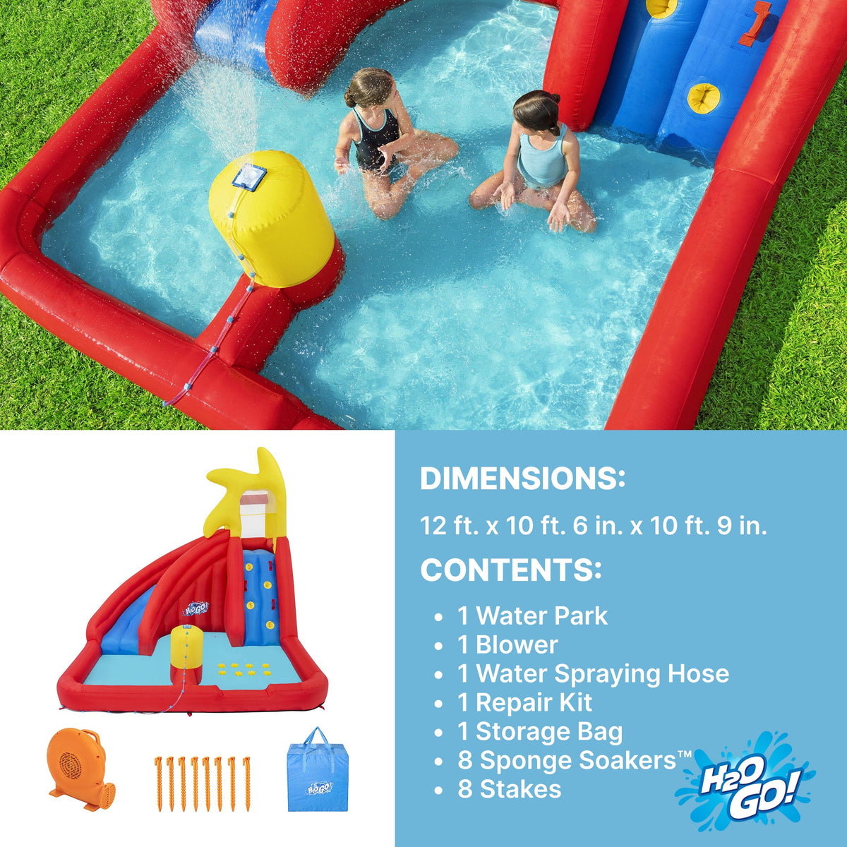 H2OGO! AstroSplash Kids Inflatable Mega Water Park 10'9" | Bestway Signature