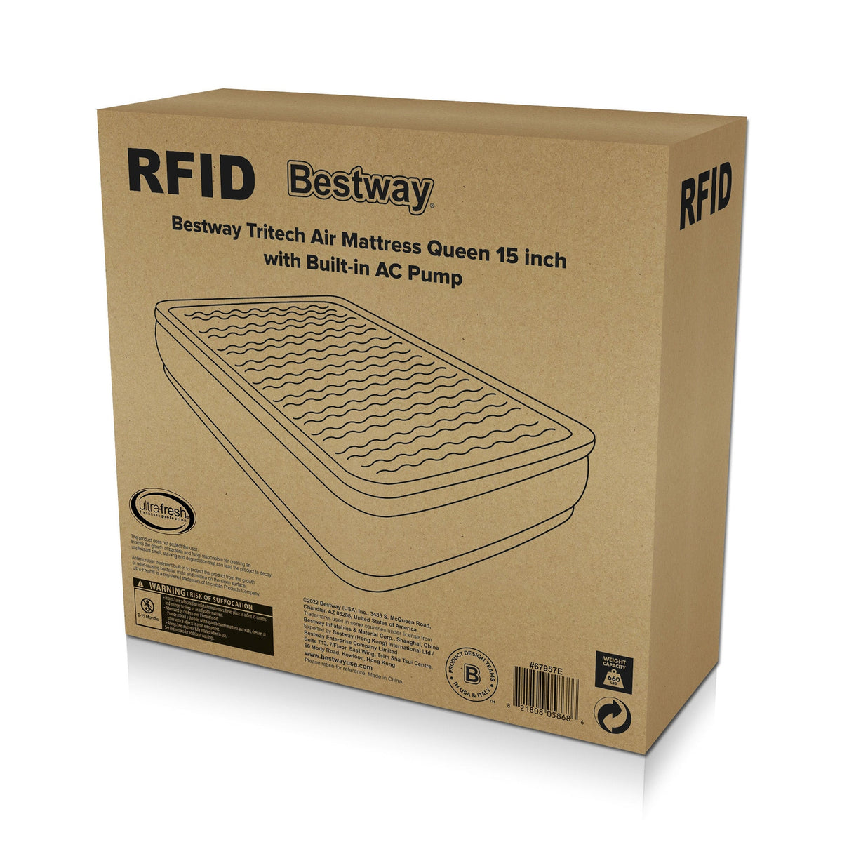 Bestway Tritech Air Mattress Queen 15" with Built-in AC Pump Included | Bestway Featured