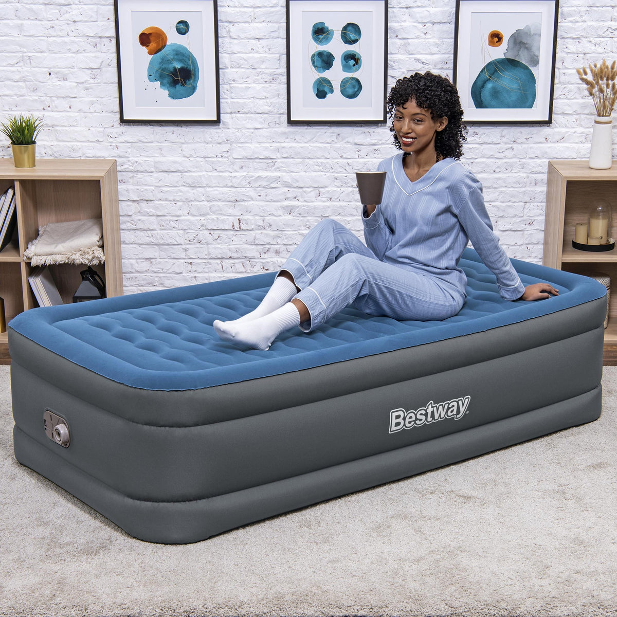 Bestway Tough Guard Air Mattress Twin 18" with Built-in AC Pump | Bestway Signature