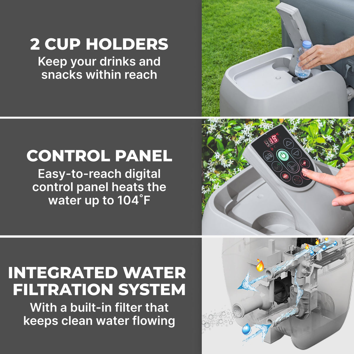 SaluSpa HydroJet Pro Smart Hot Tub Heater Pump with App-Control | Bestway Popular