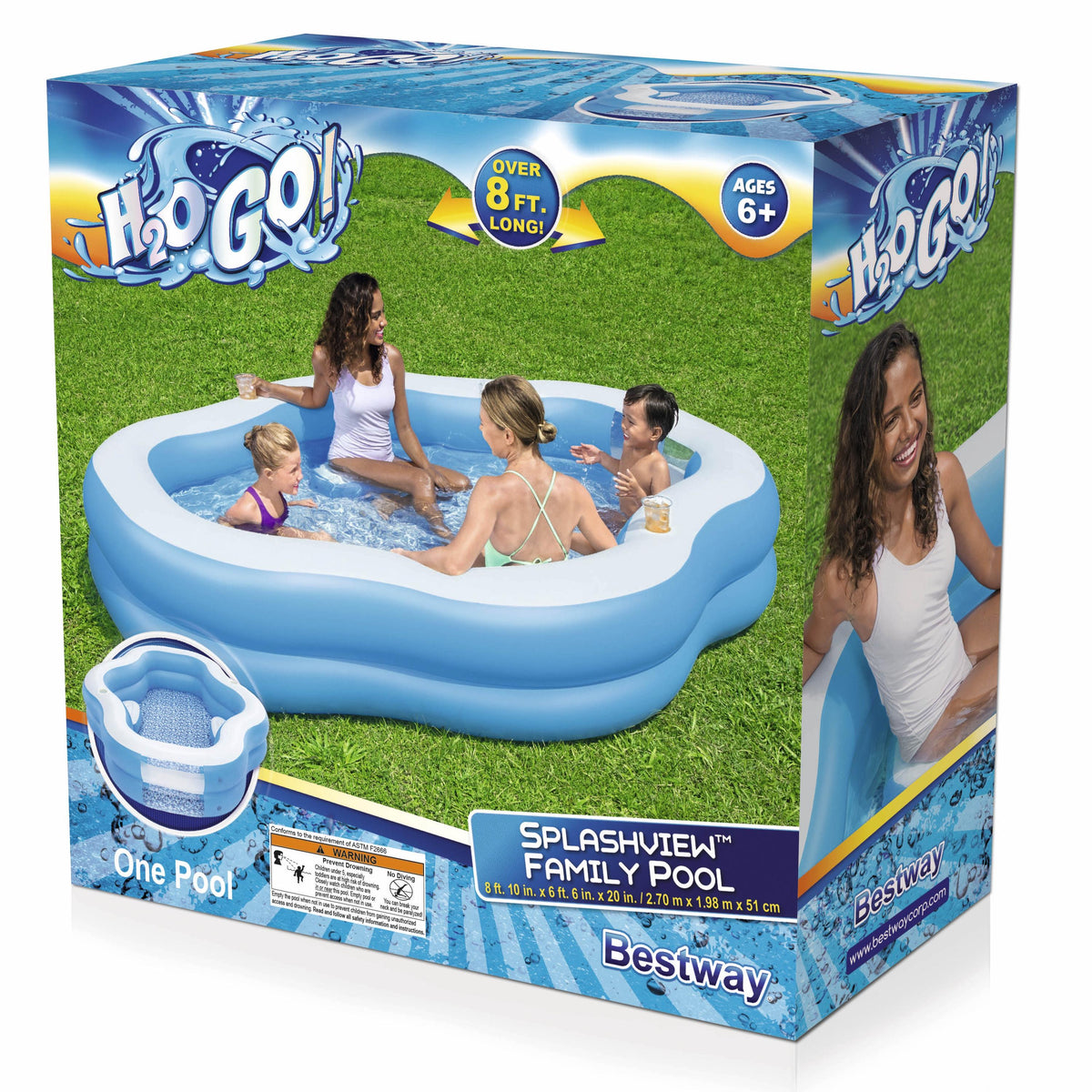 H2OGO! Splashview 8' Inflatable Family Pool With See-Through Window | Bestway Essential